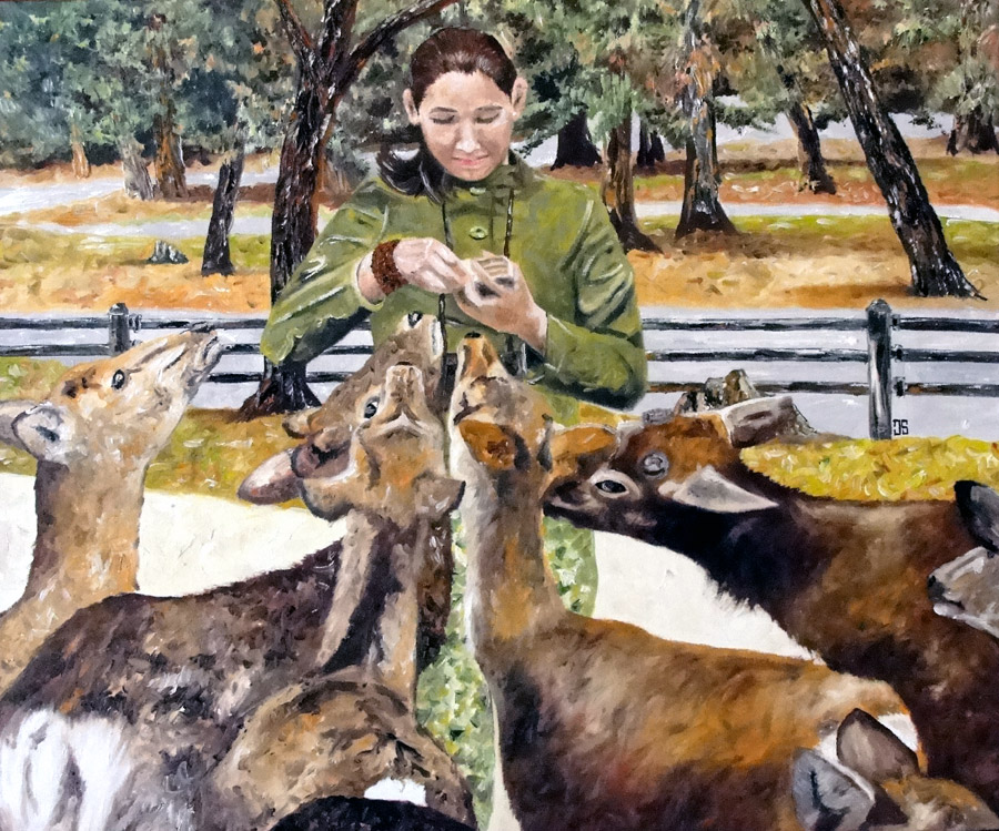 Feeding Deer In Nara by Jeffrey Dale Starr